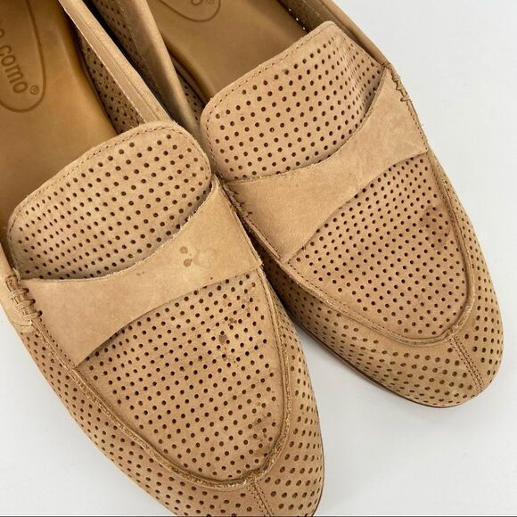 Corso Como Carlynee Tan Leather Slip On Perforated Casual Loafers 7.5 - Picture 5 of 16